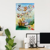 高飛んでいるファンタジー水色イラストレーションプリント ポスター (ホームオフィス)