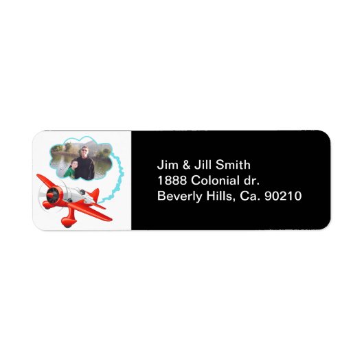 高飛んでいる機写真の追加 ラベル (正面)