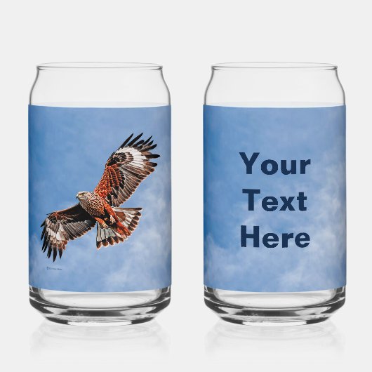 高騰する赤い凧 ガラス缶 (正面)