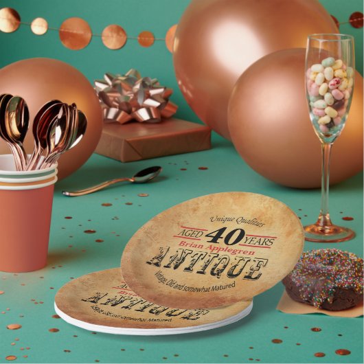 高齢アンティークヴィンテージ40歳デザイン ペーパープレート (複数)