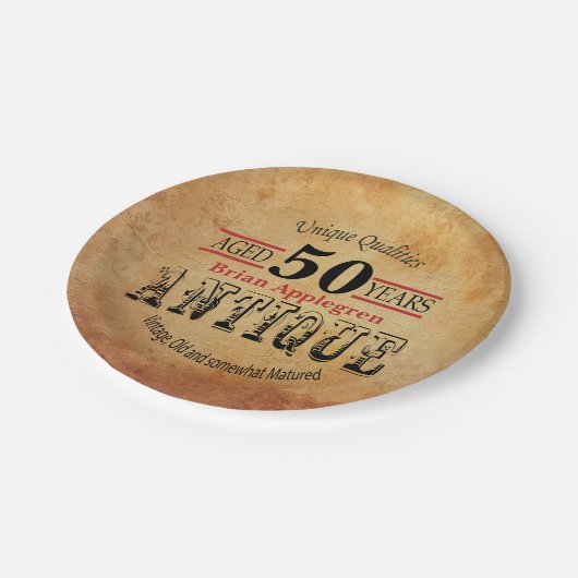高齢アンティークヴィンテージ50誕生日デザイン ペーパープレート (アングル)