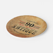 高齢アンティークヴィンテージ90誕生日デザイン ペーパープレート (アングル)