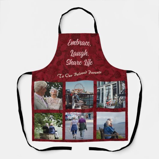 高齢パーソナライズされたの夫婦への贈り物が赤 エプロン (正面)