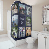 高齢パーソナライズされたの親のカップルへの贈り物が青 シャワーカーテン (インサイチュ)