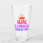高齢化は特権引用文、高齢者  タンブラーグラス (正面)