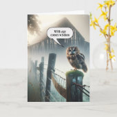 高齢化用フクロウのフェンス柱誕生日 カード (黄色い花)