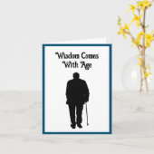 高齢男性歩くブラックシルエットスケッチアート カード (黄色い花)