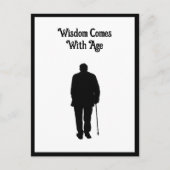 高齢男性歩くブラックシルエットスケッチアート ポストカード (正面)