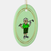 高齢白髪の男性ゴルファーオーナメント セラミックオーナメント (右)