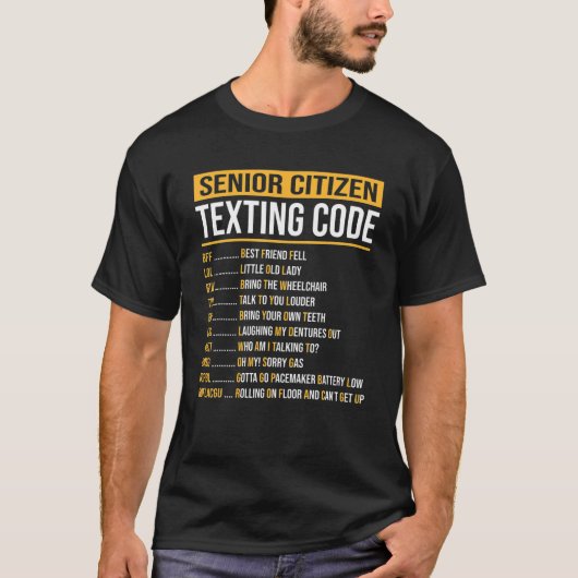 高齢者おもしろいメールや文字を打つコードデザイン Tシャツ (正面)