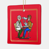 高齢者の検眼器チェック目オーナメント セラミックオーナメント (左)