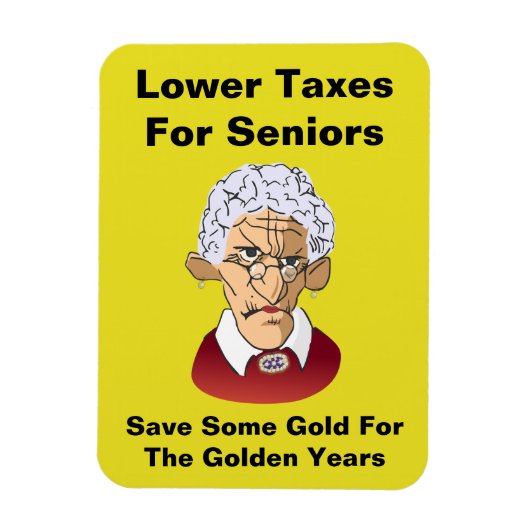 高齢者の税金を下げる マグネット (縦)