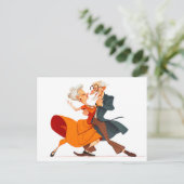 高齢者カップル踊りが優雅に鮮やか動く シーズンポストカード (スタンド正面)