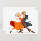 高齢者カップル踊りが優雅に鮮やか動く シーズンポストカード (正面/裏面)