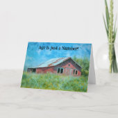 高齢者ニース古い納屋と花誕生日 カード (正面)