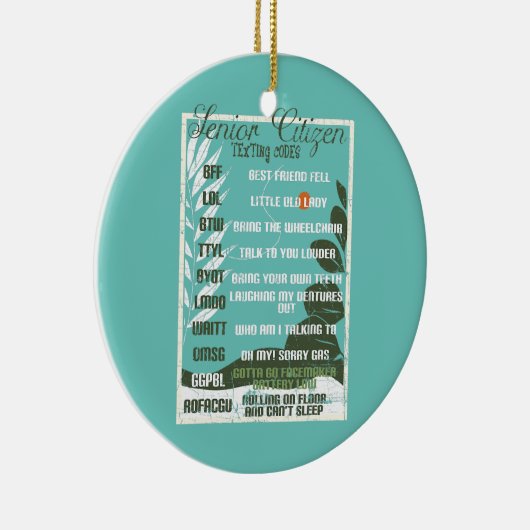 高齢者メールや文字を打つコードおもしろいおじいちゃん セラミックオーナメント (右)