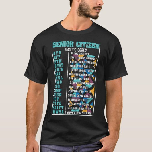 高齢者メールや文字を打つコードグランパ動揺して Tシャツ (正面)