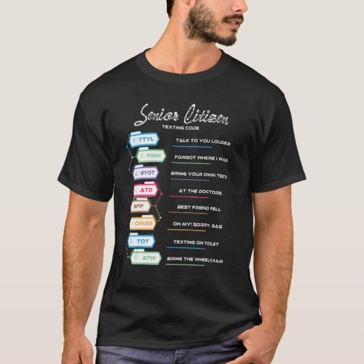 高齢者メールや文字を打つコード高齢者1 Tシャツ (正面)