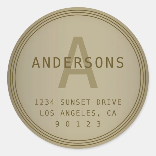 高齢者ヴィンテージルックモノグラム&アドレス ラウンドシール (正面)