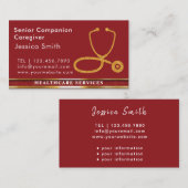 高齢者介護者黄金モダン聴診器医療 名刺 (正面/裏面)