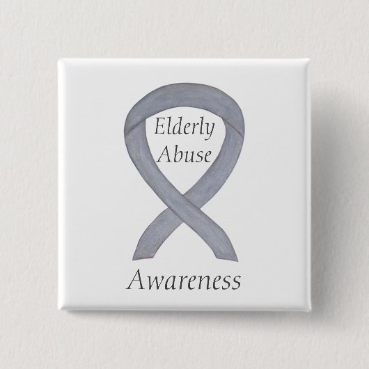 高齢者虐待認識度シルバーリボンカスタムピン 缶バッジ (正面)