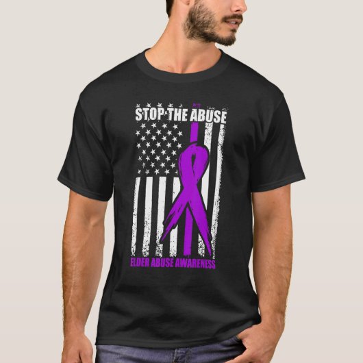 高齢者虐待認識度紫リボン Tシャツ (正面)