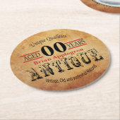 高齢者、アンティーク、ヴィンテージ00番目の誕生日デザイン ラウンドペーパーコースター (アングル)