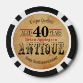 高齢者、アンティーク、熟成、ヴィンテージ40歳の誕生日 ポーカーチップ (裏面)