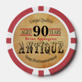 高齢者、アンティーク、熟成、ヴィンテージ90誕生日 ポーカーチップ (正面)