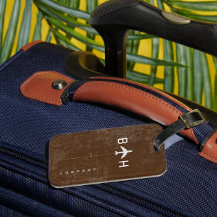 高齢茶色モダン飛行機モノグラム ラゲッジタグ