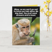 髪おもしろいの毛を刈り込んだ猿 カード (黄色い花)