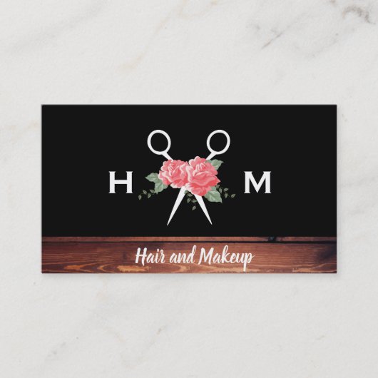 髪とメイクアップフラワーズモノグラム 名刺 (正面)