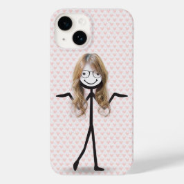 髪とメガネのスティックフィギュアの女の子 Case-Mate iPhone 14ケース