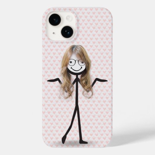 髪とメガネのスティックフィギュアの女の子 Case-Mate iPhoneケース (裏面)