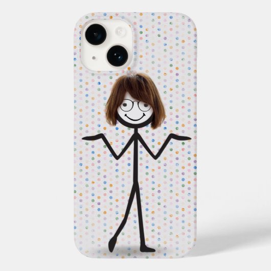 髪とメガネのスティックフィギュアの女の子 Case-Mate iPhoneケース (裏面)