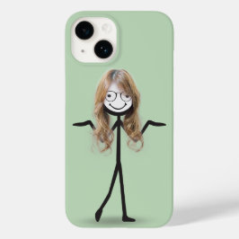 髪とメガネのスティックフィギュアの女の子 Case-Mate iPhone 14ケース