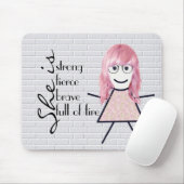 髪と引用文を持つスティックガール感動的 マウスパッド (マウス)