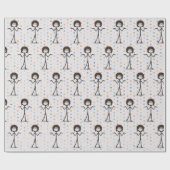 髪と眼鏡を付けたスティックフィギュア女の子 ラッピングペーパー (フラット)