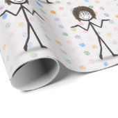 髪と眼鏡を付けたスティックフィギュア女の子 ラッピングペーパー (ロールコーナー)