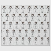 髪と眼鏡を付けたスティックフィギュア女の子 ラッピングペーパー (フラット)