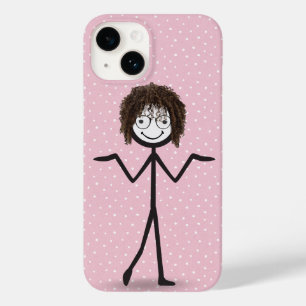 髪と眼鏡を付けたスティックフィギュア女の子 Case-Mate iPhone 14ケース