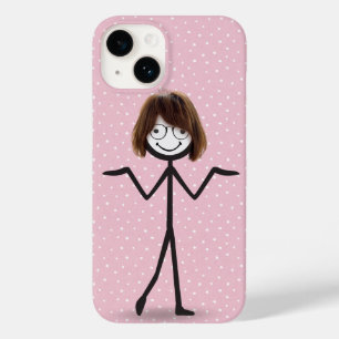髪と眼鏡を付けたスティックフィギュア女の子 Case-Mate iPhone 14ケース