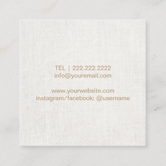 髪と睫毛の拡張メイクアップアーティストリネン スクエア名刺 (裏面)
