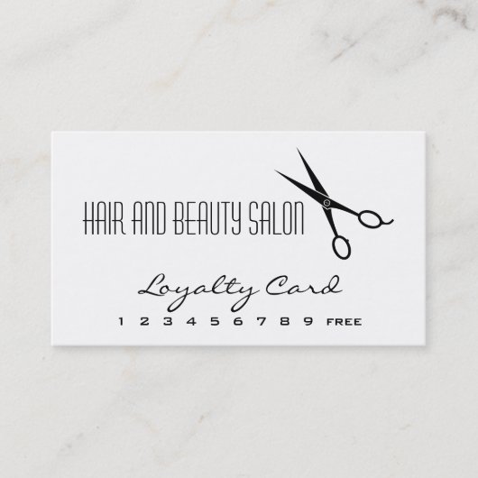 髪と美しいサロンロイヤリティカード – はさみ ロイヤリティカード (正面)