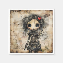 髪にハートを入れた不気味な人形 スタンダードカクテルナプキン