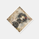 髪にハートを入れた不気味な人形 スタンダードカクテルナプキン (角)