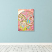 髪にバラを入れた女の子エレガント.ラグジュアリーアートカ キャンバスプリント (インサイチュ (ウッドフロア))