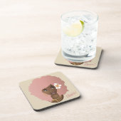 髪にピンクのアフロフラワー、コースターセット6 コースター (右側)