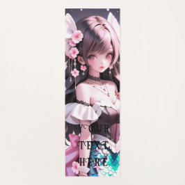 髪にピンクの花を持つ茶色の髪の人魚 ヨガマット