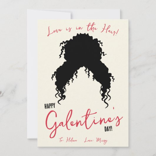 髪に恋を、ヘアタイ、スクランチィ ギフトカード 招待状 (正面)